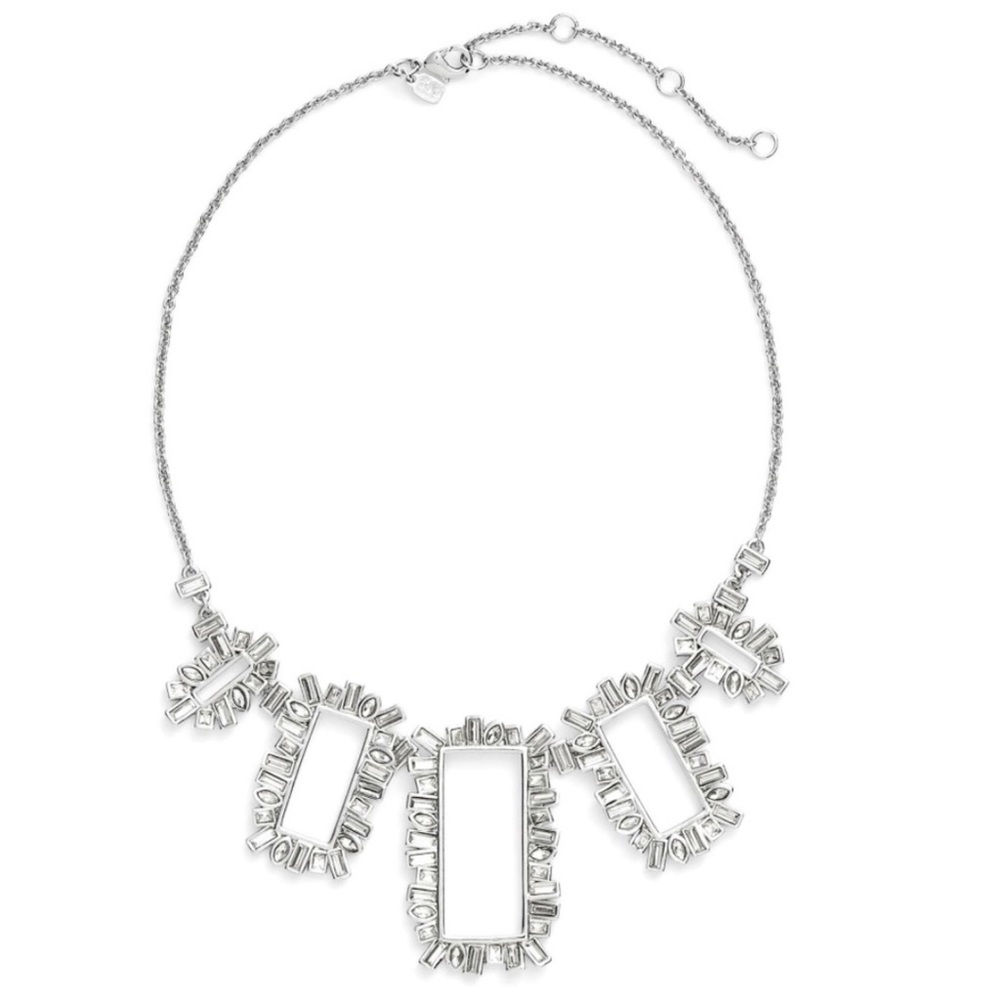 ALEXIS BITTAR • Silver Miss Havisham Rhinestone Open Frame Crystal Necklace